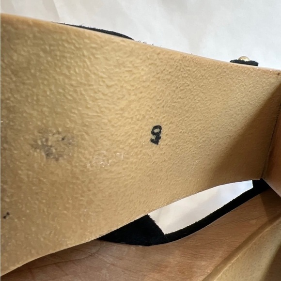 Maje Black Suede Open Toe Platform Studded Block High Heels Size 40 Whimsigoth - Picture 7 of 9